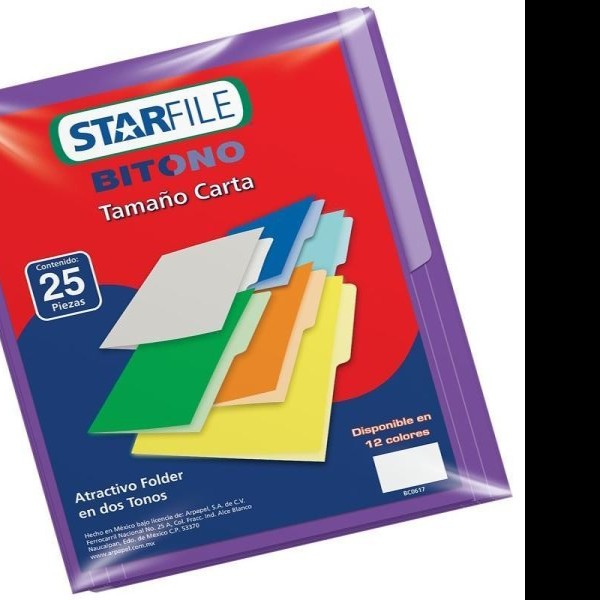 FOLDER BITONO CTA. STARFILE MORADO PAQ.C25 C.20